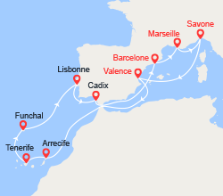 itinéraire croisière Canaries Madère : France, Italie, Espagne, Canaries, Madère, Portugal 