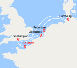 itinéraire croisière Europe du Nord : France, Royaume-Uni, Allemagne, Pays Bas, Belgique 
