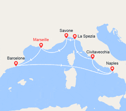 itinéraire croisière Méditerranée Occidentale : Golfes d'Italie : Espagne, Italie 