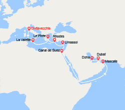 itinéraire croisière Moyen Orient : Grand Voyage : d'Italie aux Émirats arabes unis 