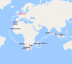 itinéraire croisière Transatlantique : Grand Voyage : Southampton vers Singapour 
