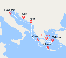 itinéraire croisière Iles grecques : Grèce, Crète, Monténégro, Croatie 