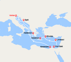 itinéraire croisière Méditerranée Orientale : Grèce, îles Grecques, Chypre, Égypte, Croatie 