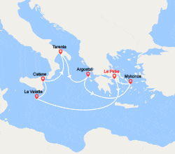 itinéraire croisière Méditerranée Occidentale : Grèce, Malte, Italie 
