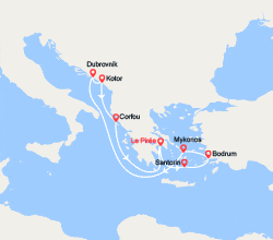 itin&eacute;raire croisi&egrave;re Méditerranée Orientale : Grèce, Turquie, Croatie, Monténégro 
