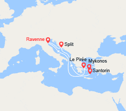 itinéraire croisière Méditerranée Orientale : Grèce et Croatie au départ d'Italie 