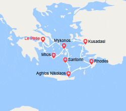 itin&eacute;raire croisi&egrave;re Méditerranée Orientale : Grèce Idyllique : Turquie, Rhodes, Crète, Santorin, Mykonos, Milos 