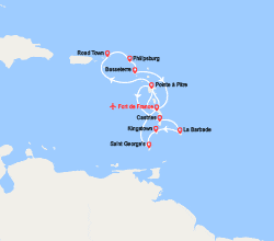 itinéraire croisière Caraïbes et Antilles : Guadeloupe, Sainte-Lucie, Barbade, les Grenadines et Grenade - Vols Inclus 