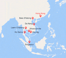 itinéraire croisière Asie : Hong Kong, Vietnam, Cambodge, Thaïlande, Singapour 