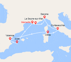 itin&eacute;raire croisi&egrave;re Méditerranée Occidentale : Ibiza, Espagne, Italie 