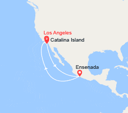 itinéraire croisière Pacifique : Ile Santa Catalina et Ensenada au départ de Los Angeles 