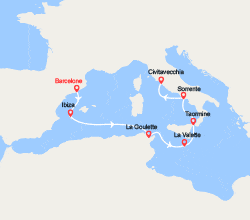 itinéraire croisière Méditerranée Orientale : Îles Baléares, Tunisie, Malte, Sicile, Italie 