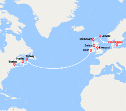 itinéraire croisière Transatlantique : Iles britanniques & Transatlantique : de Copenhague à Boston 