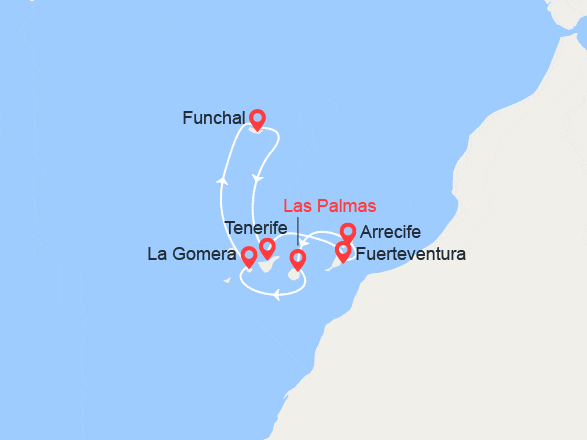 itin&eacute;raire croisi&egrave;re Méditerranée Occidentale : Iles Canaries 