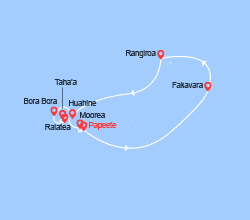 itinéraire croisière Tahiti Polynésie : Iles de la Societe et Tuamotu