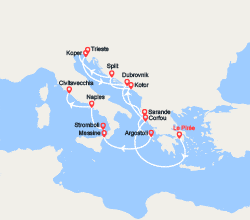itinéraire croisière Méditerranée Orientale : Iles grecques, Croatie, Albanie, Sicile, Naples 
