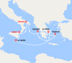 itinéraire croisière Méditerranée Orientale : Îles Grecques, Malte au départ de Tarente 