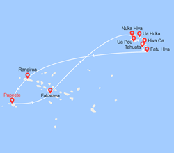 itinéraire croisière Tahiti Polynésie : Iles Marquises et Tuamotu 