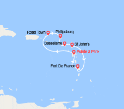 itin&eacute;raire croisi&egrave;re Caraïbes et Antilles : Îles Vierges, St Martin, St Kitts, Antigua 
