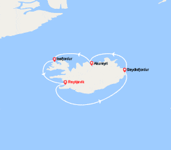 itinéraire croisière Europe du Nord : Islande : Reykjavik, Akureyri, Isafjordur 