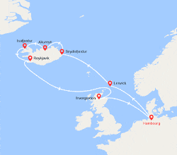 itin&eacute;raire croisi&egrave;re Islande : Islande, Écosse, Allemagne 