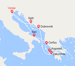 itinéraire croisière Méditerranée Orientale : Italie, Corfou, Zakynthos, Céphalonie, Croatie 