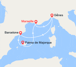 itinéraire croisière Méditerranée Occidentale : Italie, Espagne, Baléares 