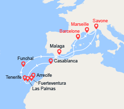 itinéraire croisière Canaries Madère - Canaries Madère : Italie, France, Espagne, Maroc, Canaries, Madère 