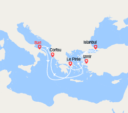 itinéraire croisière Méditerranée Orientale : Italie, Grèce & Turquie 