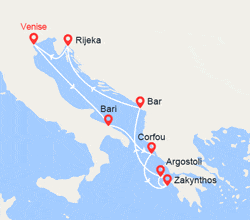 itin&eacute;raire croisi&egrave;re Méditerranée Orientale : Italie, Grèce, Monténégro, Croatie 