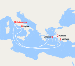 itinéraire croisière Méditerranée Occidentale : Italie, Grèce, Turquie 