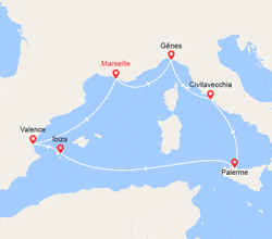 itinéraire croisière Méditerranée Occidentale : Italie, Ibiza, Espagne 
