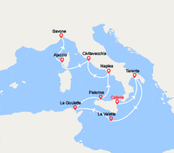 itinéraire croisière Méditerranée : Italie, Malte, Corse 