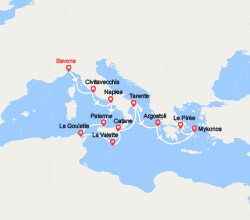 itinéraire croisière Méditerranée Occidentale : Italie, Malte, Grèce 
