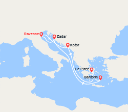 itinéraire croisière Méditerranée Occidentale : Italie, Montenegro,  îles Grecques, Croatie 