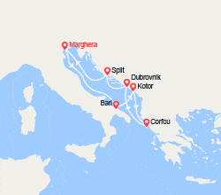 itinéraire croisière Méditerranée Orientale : Italie, Monténégro, Grèce, Croatie 