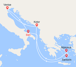 itinéraire croisière Iles grecques - Croatie/Adriatique : Italie, Monténégro, Iles grecques 