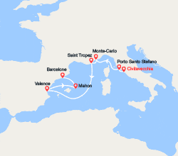 itinéraire croisière Méditerranée Occidentale : Italie, Provence, Espagne, Baléares 