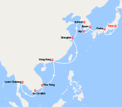 itinéraire croisière Asie : Japon, Chine, Vietnam, Thaïlande 