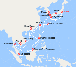itinéraire croisière Asie : Japon, Corée du Sud, Chine, Vietnam, Singapour, Philippines, Taïwan 