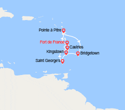 itinéraire croisière Caraïbes et Antilles : La Barbade, Grenadines, Grenade, Ste Lucie 