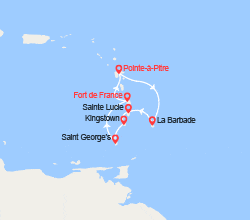 itinéraire croisière Caraïbes et Antilles : La Barbade, Ste Lucie, Grenadines, Grenade 