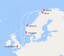 itin&eacute;raire croisi&egrave;re Fjords : La Norvège & ses Fjords : Alesund, Tromso, Narvik, Stavanger... 