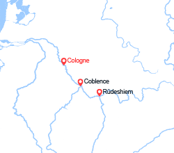 itinéraire croisière Rhin et ses affluents : Le Rhin :Cologne, Coblence, Rüdesheim, Mayence, Cologne 