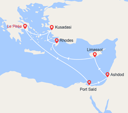 itinéraire croisière Iles grecques - Iles grecques : Les 3 continents : Grèce, Égypte, Israël, Chypre, Turquie 