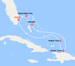 itin&eacute;raire croisi&egrave;re Caraïbes et Antilles : Les Bahamas : Celebration Key et Nassau, Rép. Dominicaine, Grand Turk 
