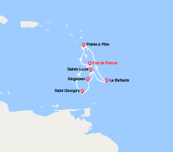 itinéraire croisière Caraïbes et Antilles : Les Caraïbes : Martinique, Guadeloupe, Ste Lucie.. 