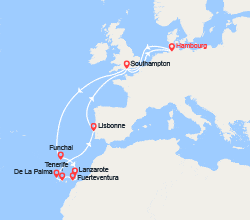 itin&eacute;raire croisi&egrave;re Canaries Madère : Les iles Canaries: Hambourg, Madère, Lanzarote.. 