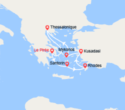 itinéraire croisière Méditerranée Orientale : Les îles grecques : Santorin, Rhodes, Mykonos... 