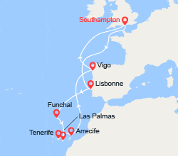 itinéraire croisière Canaries Madère : Lisbonne, Madère, Canaries 
